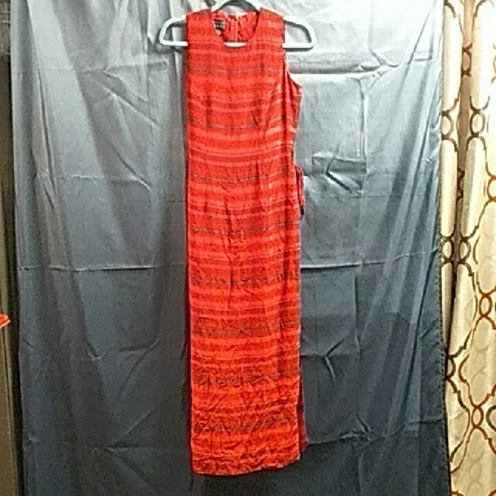 Vintage Spenser Jeremy 100% Silk Abstract Stripe Maxi Dress Size 4